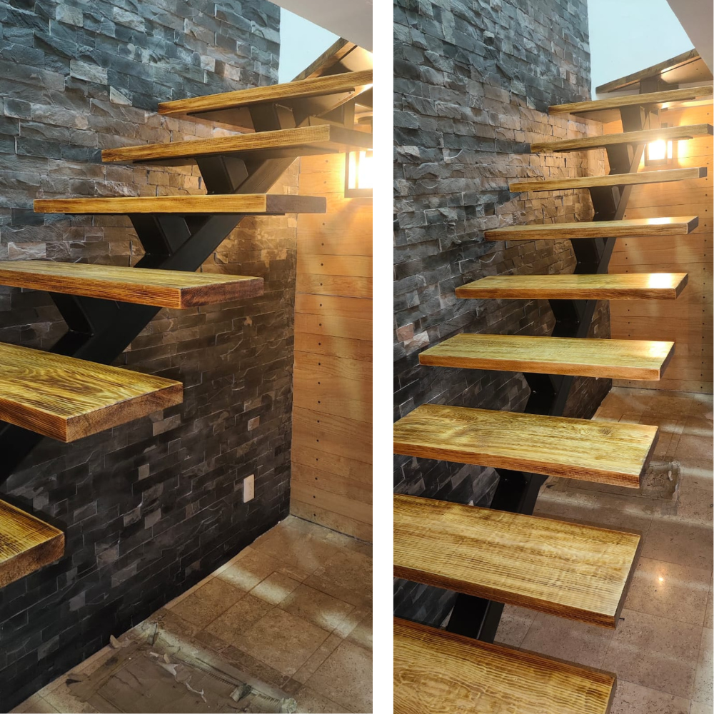 escalera de herreria con madera 2