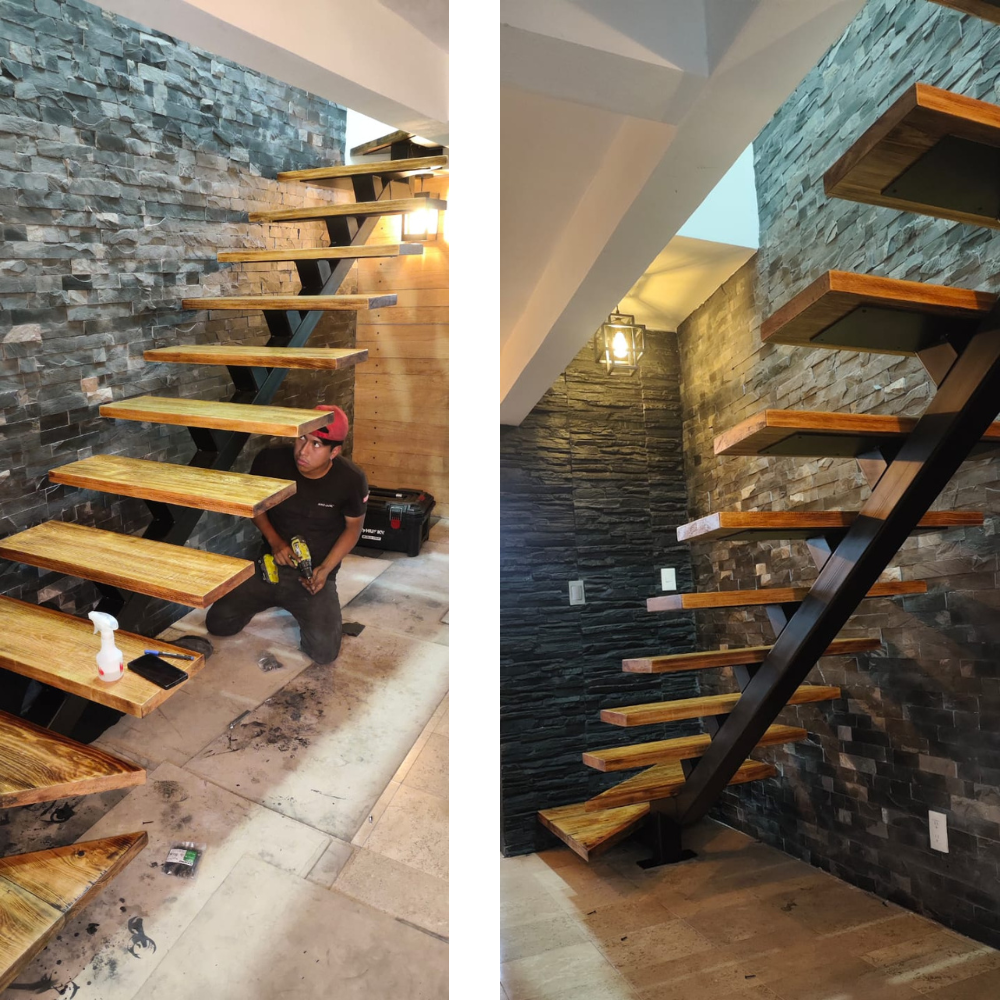 escalera de herreria con madera 4